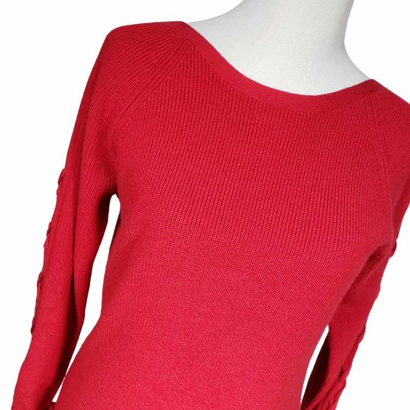 Etcetera Medium Red Knit Long Sleeve Sweater Dress NWT - Picture 2 of 9